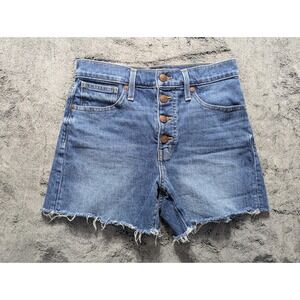 Madewell Button Fly High Rise Denim Shorts Women's Size 25 Medium Wash